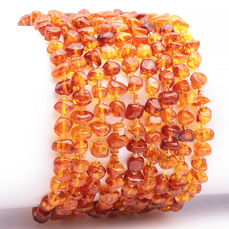 Bracelet authentique en ambre de Lituanie couleur cognac (forme naturelle 5-6mm) | Bijoux Chakra