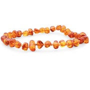 Bracelet authentique en ambre de Lituanie couleur cognac (forme naturelle 5-6mm) | Bijoux Chakra