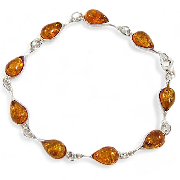 Élégant Bracelet en Ambre Cognac de Lituanie en Argent 925 AA | Bijoux Chakra