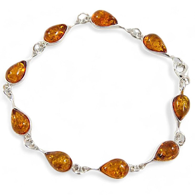 Élégant Bracelet en Ambre Cognac de Lituanie en Argent 925 AA | Bijoux Chakra
