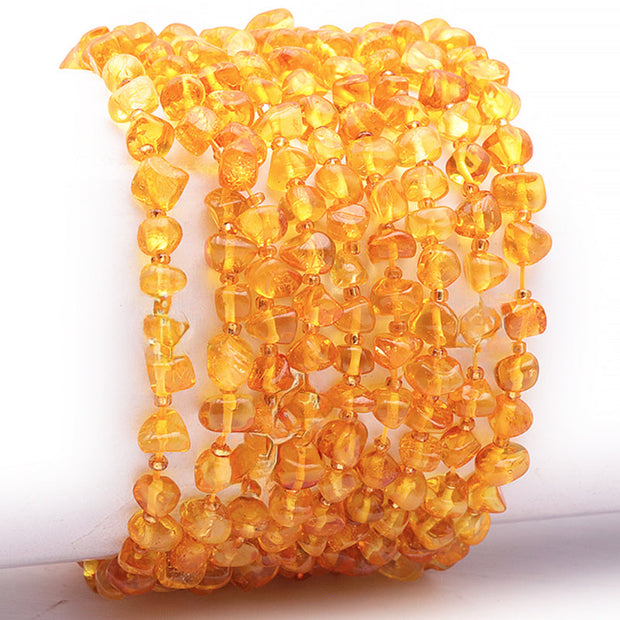 Bracelet d'ambre miel authentique de Lituanie (forme naturelle 5-6mm) | Bijoux Chakra