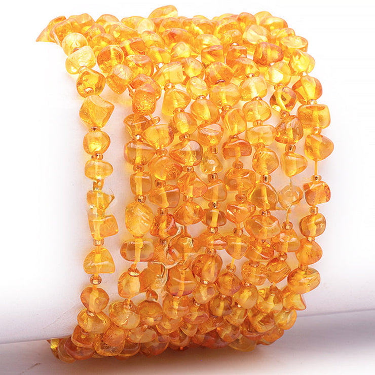 Bracelet d'ambre miel authentique de Lituanie (forme naturelle 5-6mm) | Bijoux Chakra