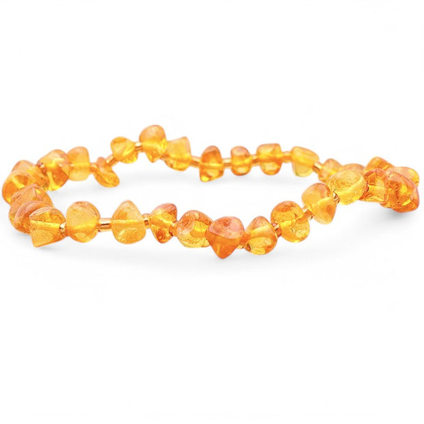 Bracelet d'ambre miel authentique de Lituanie (forme naturelle 5-6mm) | Bijoux Chakra