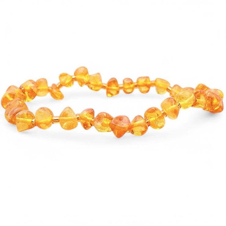 Bracelet d'ambre miel authentique de Lituanie (forme naturelle 5-6mm) | Bijoux Chakra