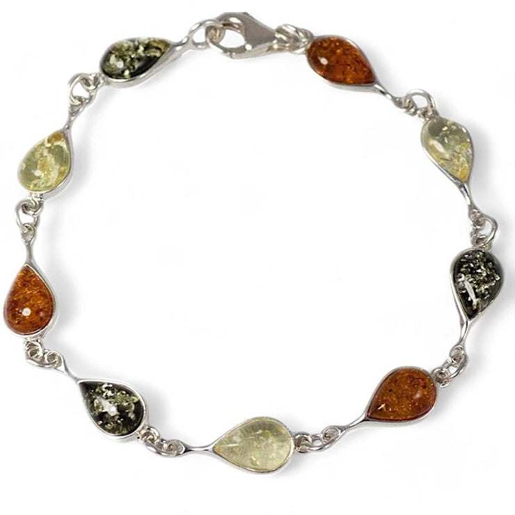 Bracelet Éclatant en Ambre Multicolore de Lituanie avec Argent 925 AA | Bijoux Chakra