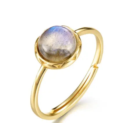 Bague Éclatante "Goutte de Lune" en Pierre de Lune Labradorite | Bijoux Chakra