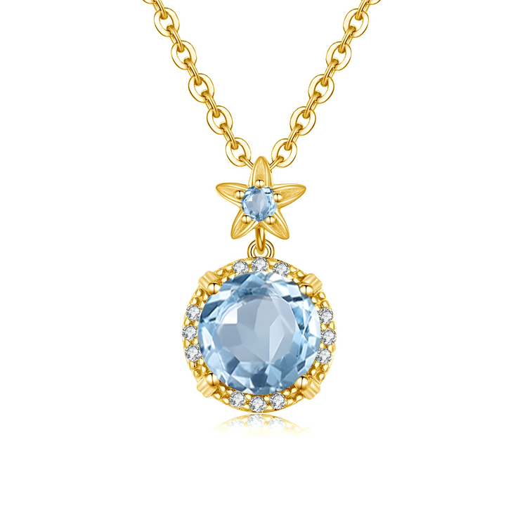 Collier Étincelant en Argent avec Aigue Marine - Éclat des Sirènes | Bijoux Chakra