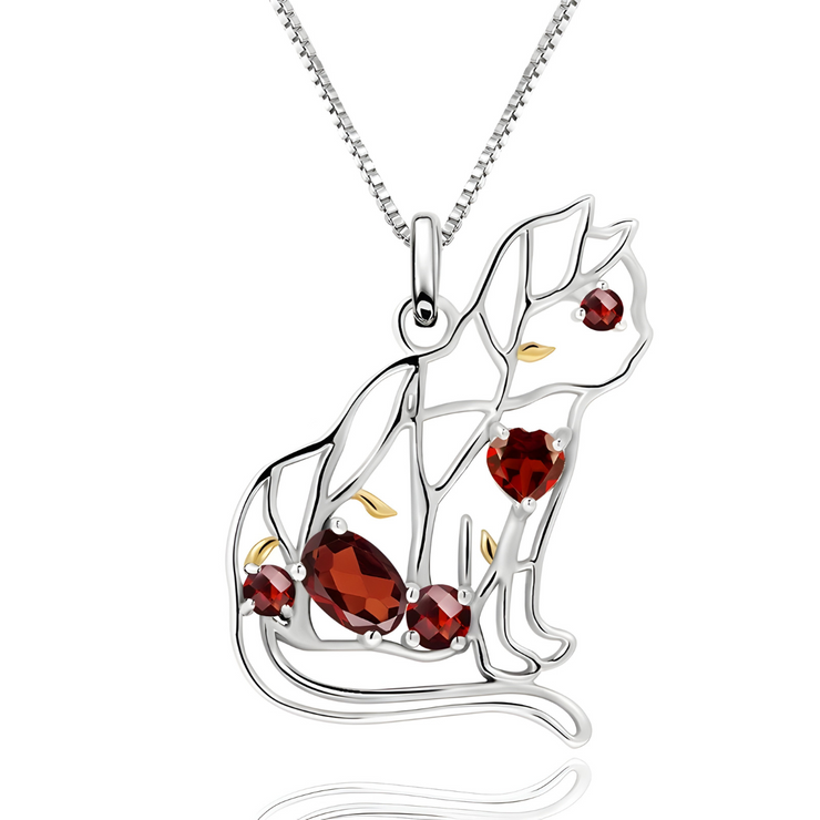 Collier Éclatant Grenat - Félin Pourpre | Bijoux Chakra