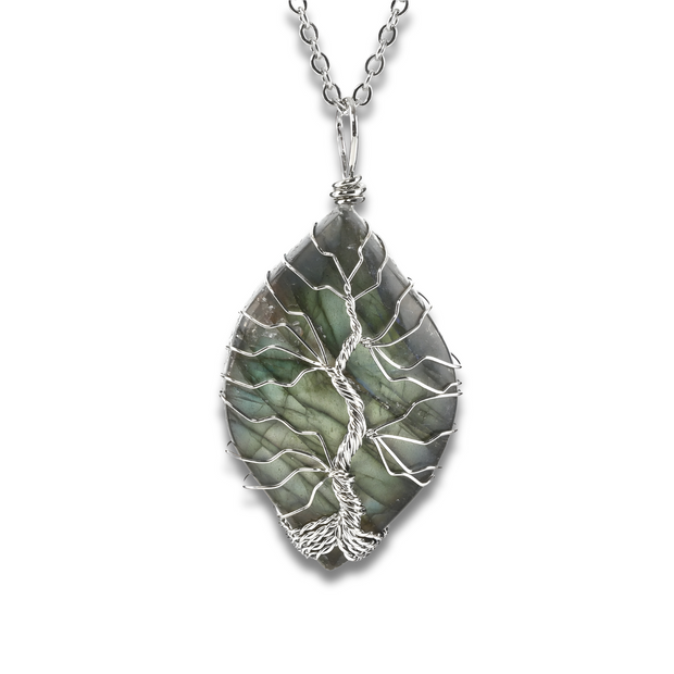 Élégant Collier en Argent avec Labradorite - Aria Sélénite | Bijoux Chakra
