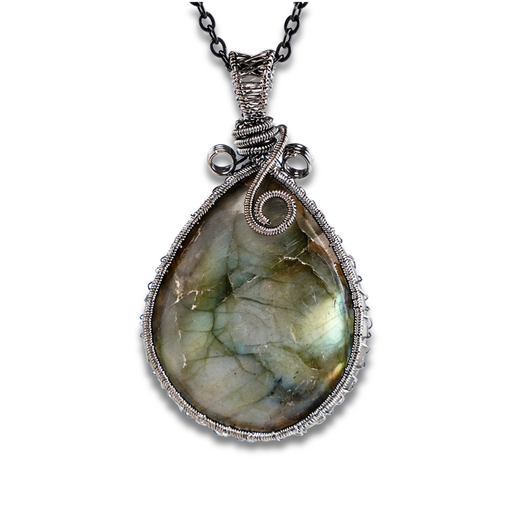 Collier Macramé en Labradorite - Éclat de l’Équinoxe | Bijoux Chakra