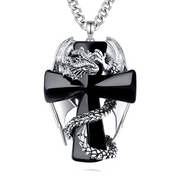 Collier Exceptionnel en Obsidienne - Croix du Dragon | Bijoux Chakra