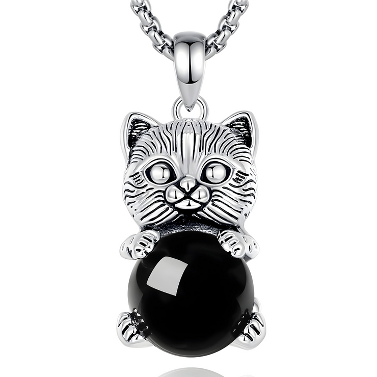 Collier Obsidienne - Éclat Sombre Miaou | Bijoux Chakra