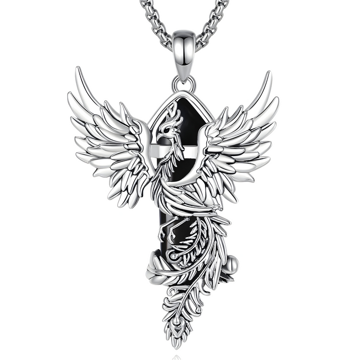 Collier Spectaculaire en Obsidienne - Phénix Lumineux en Obsidienne | Bijoux Chakra