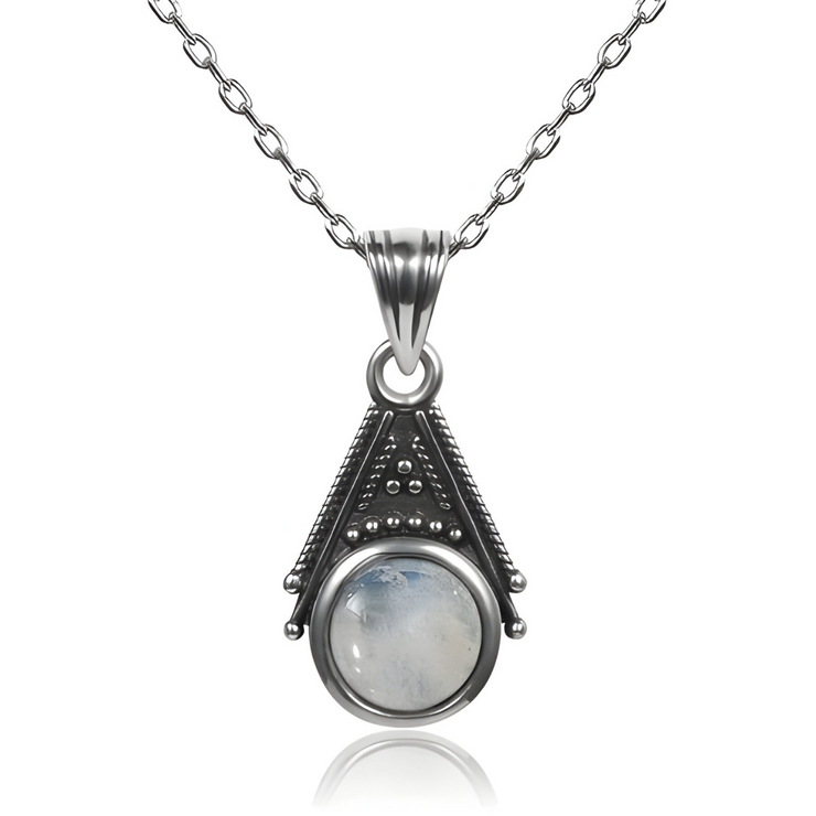 Collier en Argent avec Élégante Pierre de Lune - Charme Lunaire | Bijoux Chakra