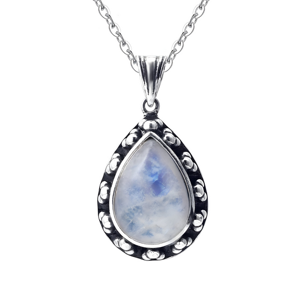 Collier Éclatant en Pierre de Lune Goutte - Reflets d’Aurore | Bijoux Chakra