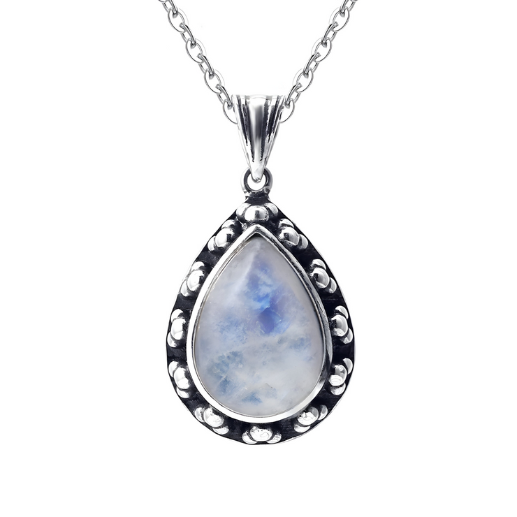 Collier Éclatant en Pierre de Lune Goutte - Reflets d’Aurore | Bijoux Chakra