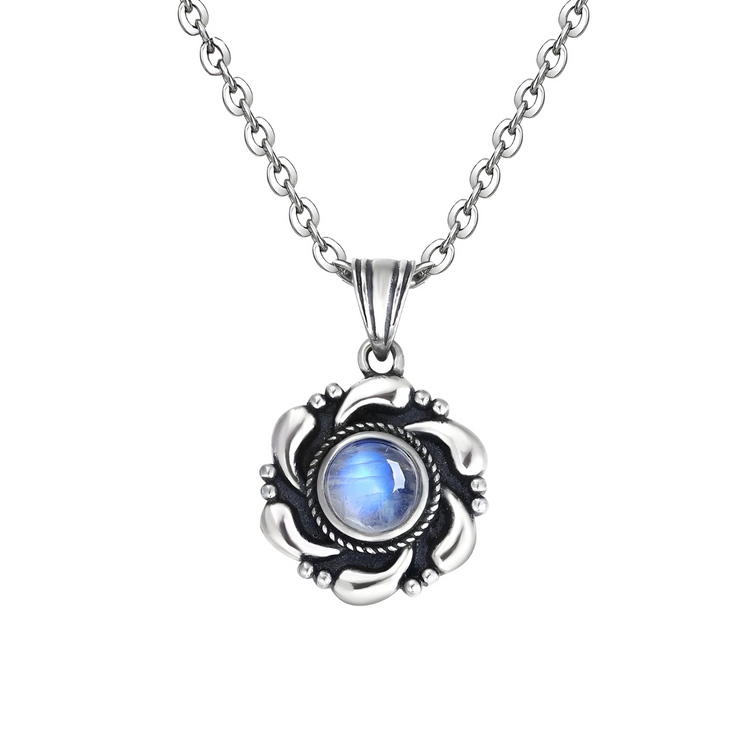 Élégant Collier en Argent avec Pierre de Lune Bleue - Rêve Étoilé | Bijoux Chakra