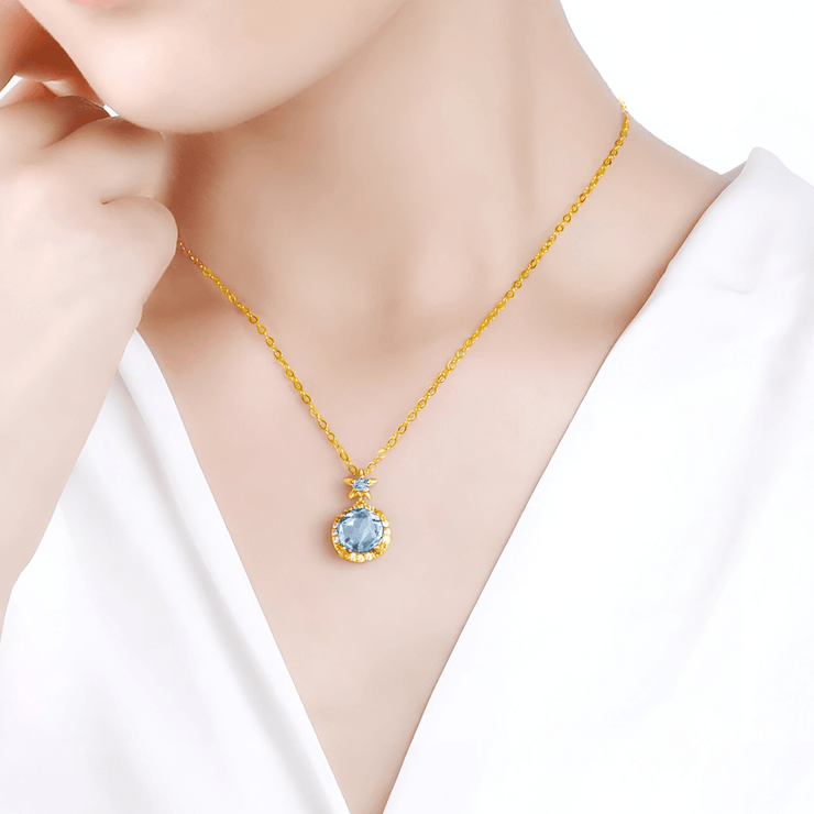 Élégant Collier en Argent avec Aigue Marine - Brise d'Aigue | Bijoux Chakra