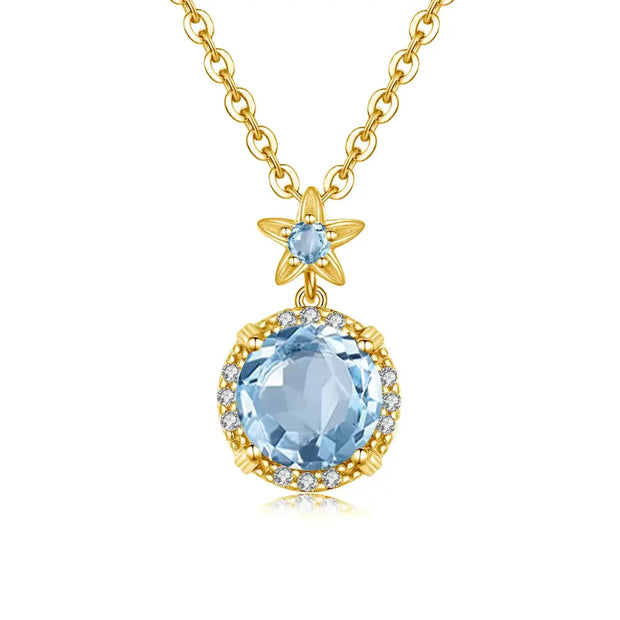 Élégant Collier en Argent avec Aigue Marine - Brise d'Aigue 2 | Bijoux Chakra