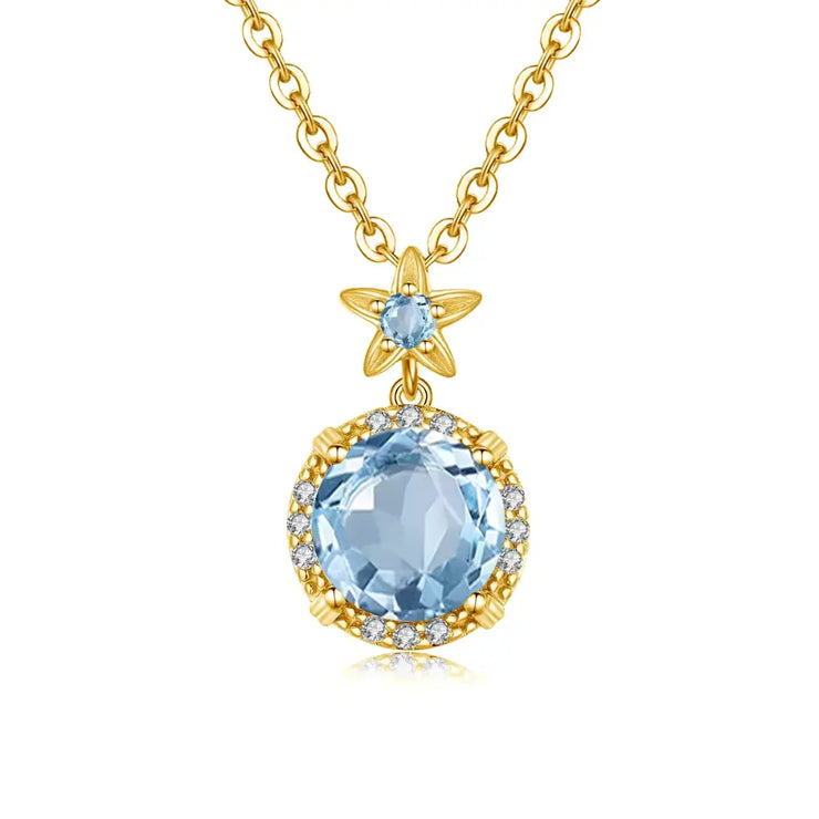 Élégant Collier en Argent avec Aigue Marine - Brise d'Aigue 2 | Bijoux Chakra