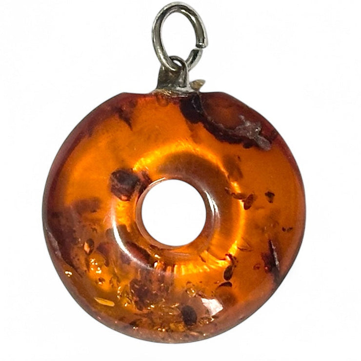 Élégant Donut de Pi Chinois en ambre de Lituanie A+ 24-28mm | Bijoux Chakra
