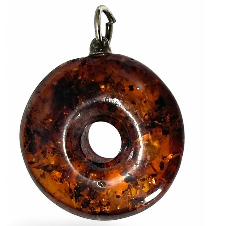 Élégant Donut de Pi Chinois en ambre de Lituanie A+ 24-28mm | Bijoux Chakra