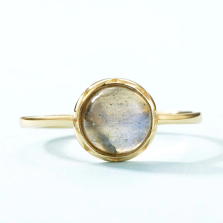 Bague Éclatante "Goutte de Lune" en Pierre de Lune Labradorite | Bijoux Chakra