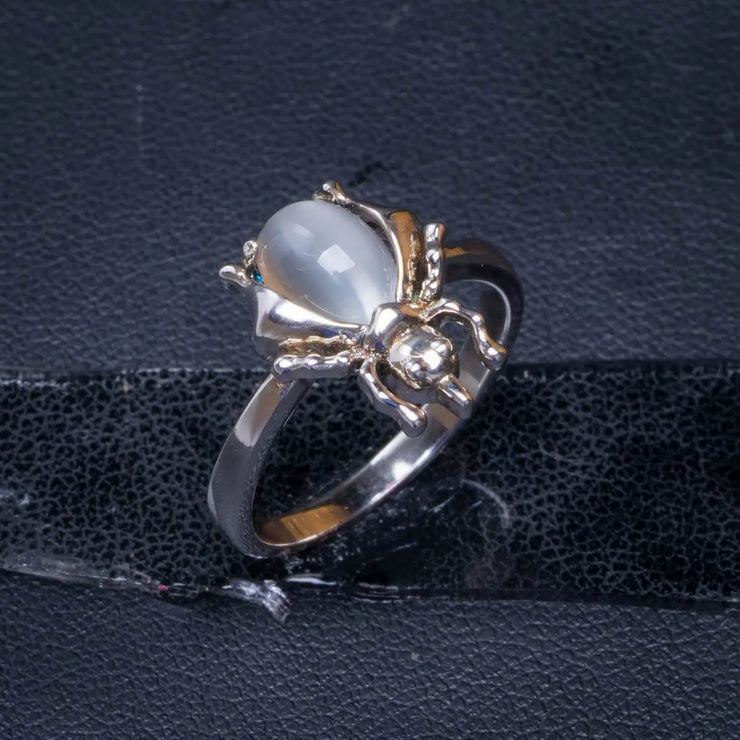 Anneau en Argent avec Pierre de Lune "Luciole" Éclatant | Bijoux Chakra