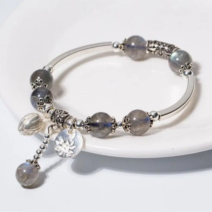 Bracelet Éclatant « Eos » en Pierre de Lune Blanche | Bijoux Chakra