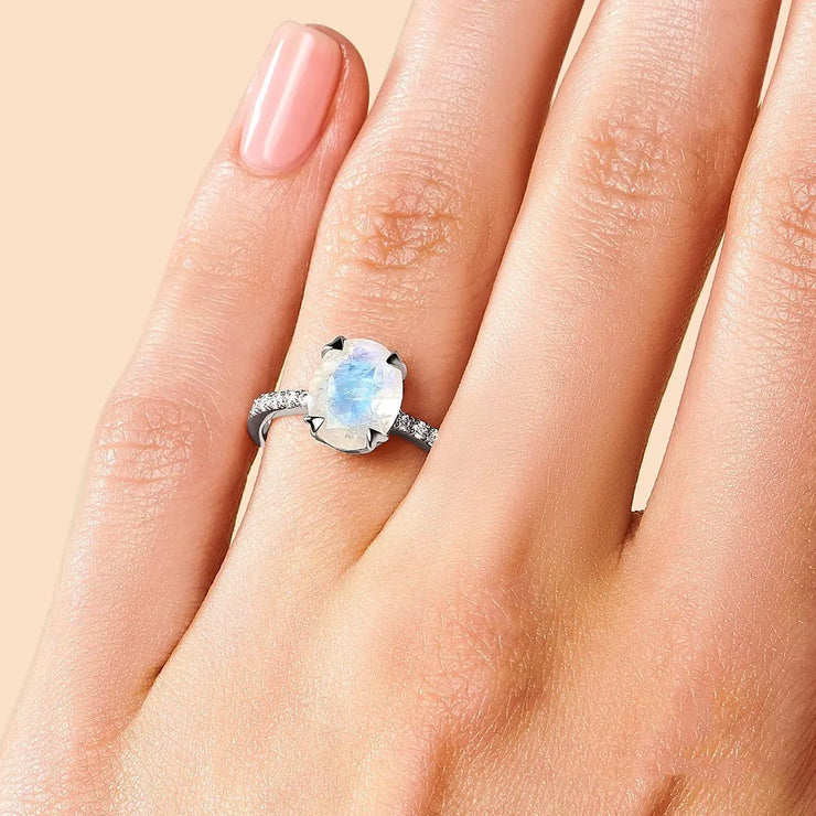 Bague Arc-en-Ciel en Pierre de Lune "Polyvalence" | Bijoux Chakra