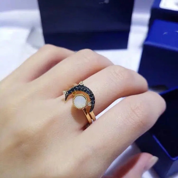 Anneau "Dualités" en Pierre de Lune | Bijoux Chakra