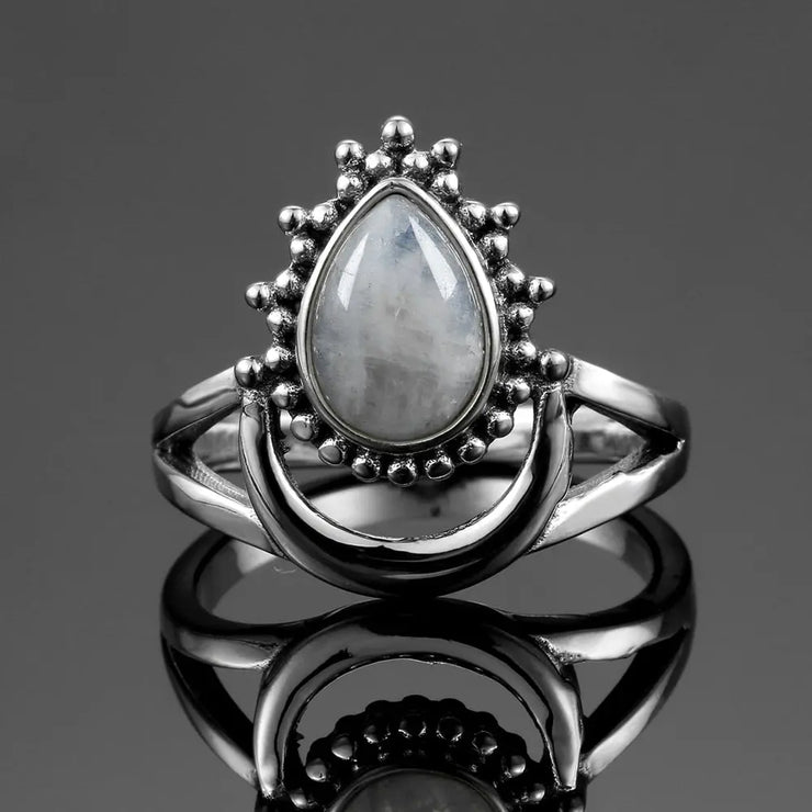 Bague en Argent 925 avec Pierre de Lune "Empathie" | Bijoux Chakra