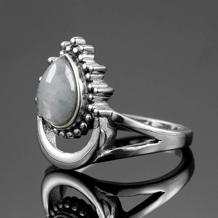 Bague en Argent 925 avec Pierre de Lune "Empathie" | Bijoux Chakra