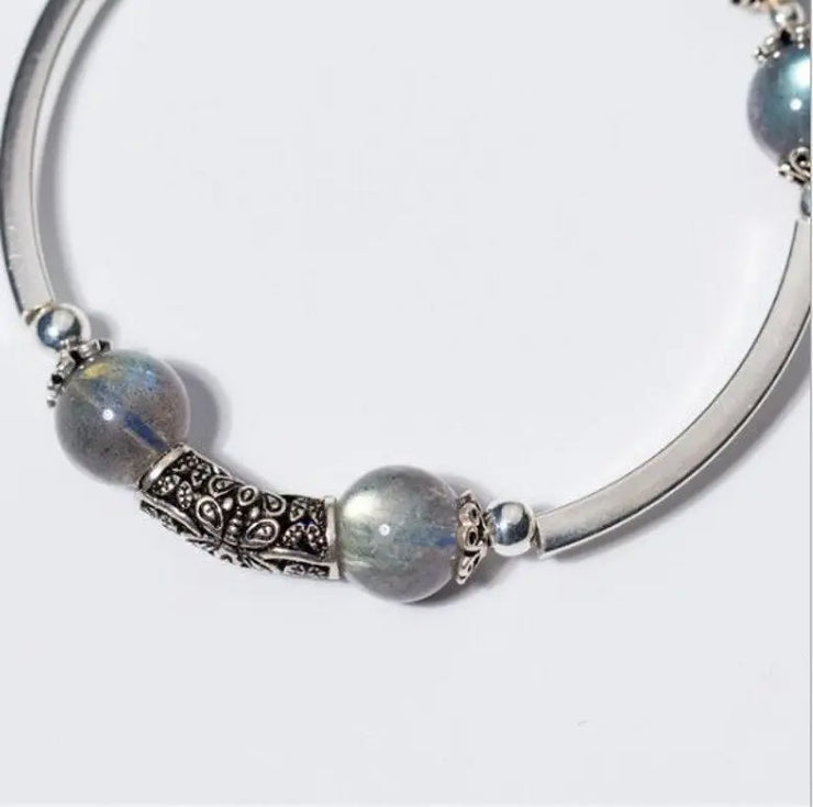 Bracelet Éclatant « Eos » en Pierre de Lune Blanche | Bijoux Chakra