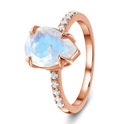 Bague Éclatante en Or Rose avec Pierre de Lune "Larme de Lune" | Bijoux Chakra
