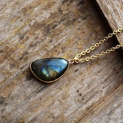 Pendentif en Or avec Pierre de Lune et Labradorite « Tranquillité Azur » | Bijoux Chakra