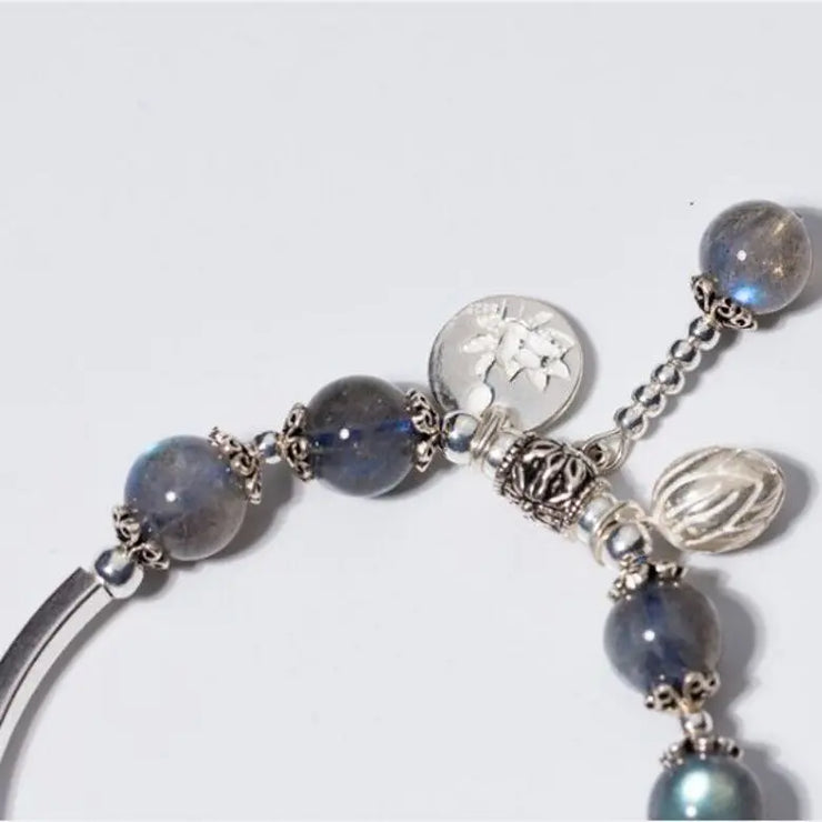 Bracelet Éclatant « Eos » en Pierre de Lune Blanche | Bijoux Chakra