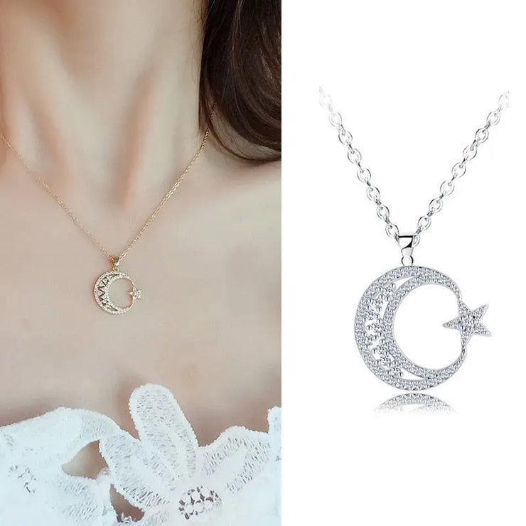 Collier "Aurore" Lune Enchantée et Étoiles Scintillantes | Bijoux Chakra
