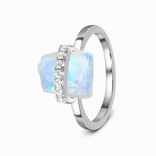 Bague "Sauvage" avec Pierre de Lune Éclatante | Bijoux Chakra