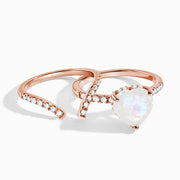 Bague envoûtante Pierre de Lune "Double Cœur" | Bijoux Chakra