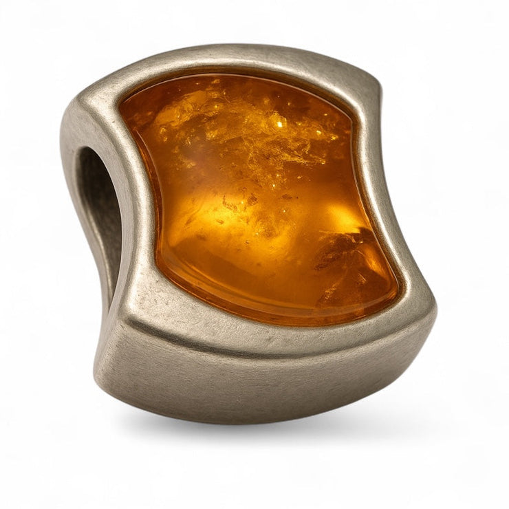Élégant pendentif en ambre cognac lituanien avec monture en argent 925 AA | Bijoux Chakra