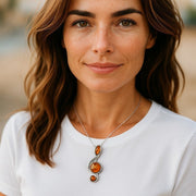 Pendentif exceptionnel en ambre cognac de Lituanie avec clé de sol en argent 925 AA | Bijoux Chakra
