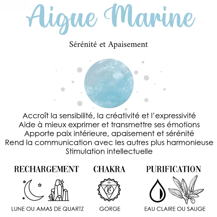 Élégant Collier en Argent avec Aigue Marine - Brise d'Aigue | Bijoux Chakra