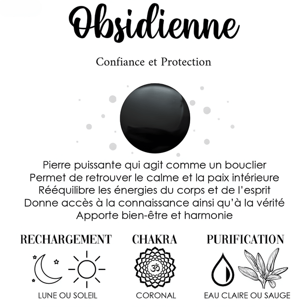 Élégant Bracelet en Obsidienne - Forteresse Mystique Obsidienne | Bijoux Chakra