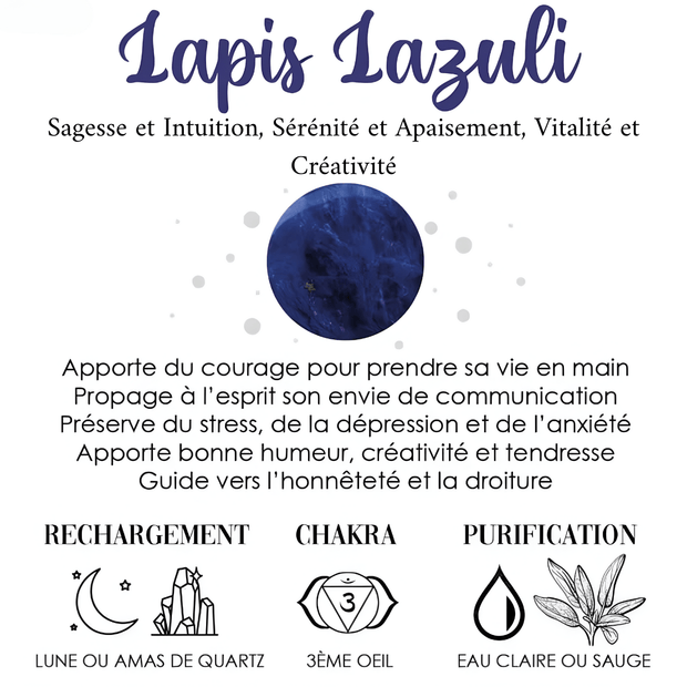 Élégant Bracelet en Lapis Lazuli - Gemme du Ciel | Bijoux Chakra