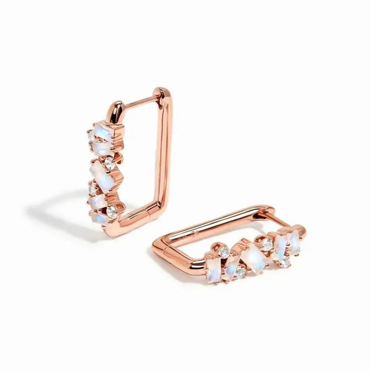 Boucles d'Oreilles Élégantes avec Pierre de Lune - Style Art-Déco | Bijoux Chakra