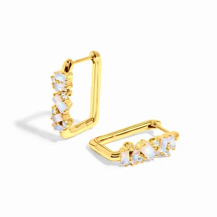 Boucles d'Oreilles Élégantes avec Pierre de Lune - Style Art-Déco | Bijoux Chakra