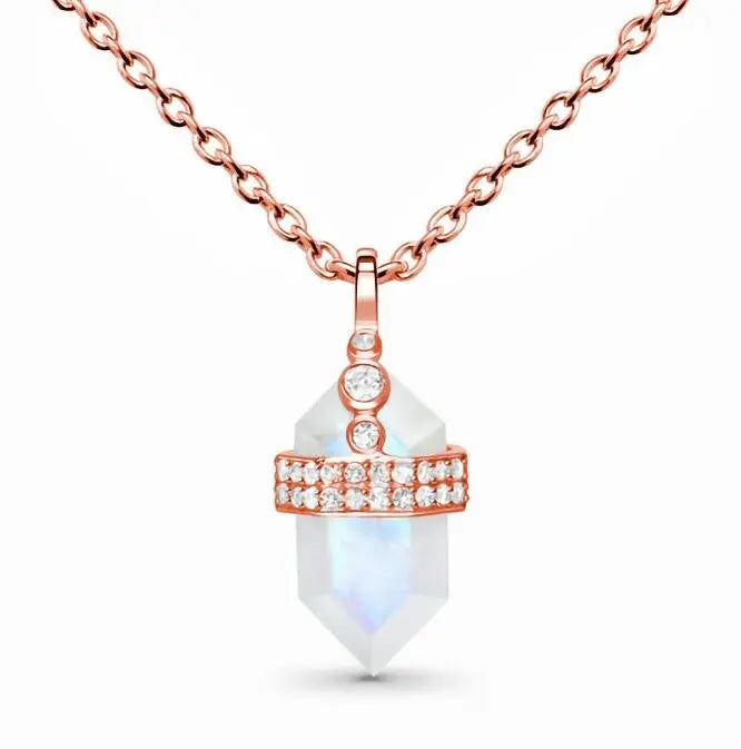Pendentif Éclatant en Pierre de Lune "Cristal Sculpté" | Bijoux Chakra