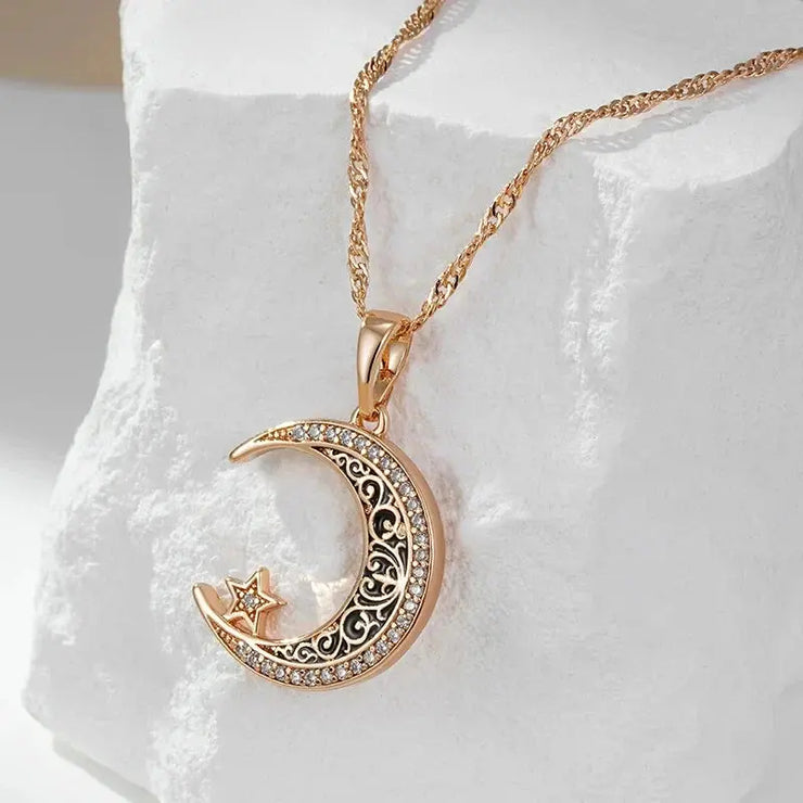 Collier Éclatant Lune & Étoile "Mille Feux" | Bijoux Chakra