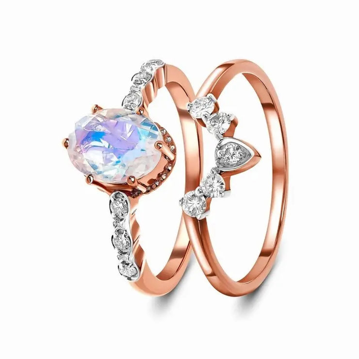 Bague Éblouissante en Pierre de Lune Duo Royal | Bijoux Chakra
